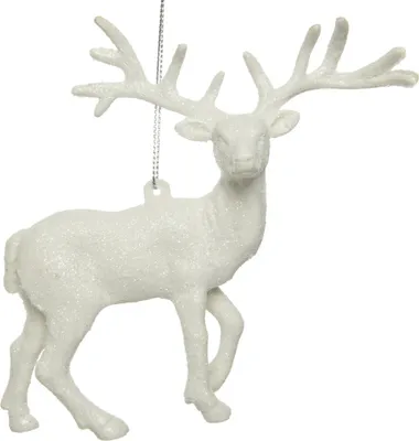Produktbild von Christbaumschmuck Kunststoff Hirsch 14cm weiß