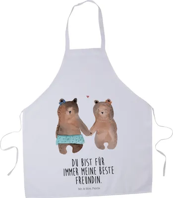 Produktbild von Mr. & Mrs. Panda Kochschürze Bär Freundin - Weiß - Geschenk, Teddy, Schürze, Küchenzubehör, Kellnerschürze, Küchenschürze, Grillschürze