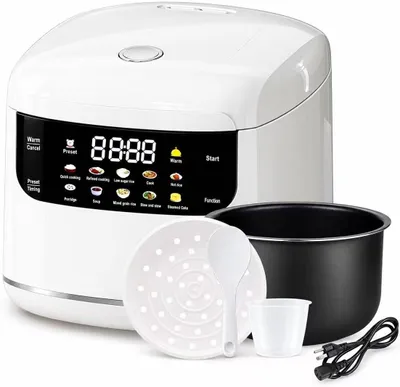Produktbild von Reiskocher, 2L Multikocher, Dampfgarer, Antihaftbeschichtung, Warmhaltefunktion & Überhitzungsschutz, mit Dampfeinsatz, Gartopf, Reislöffel,Messbecher
