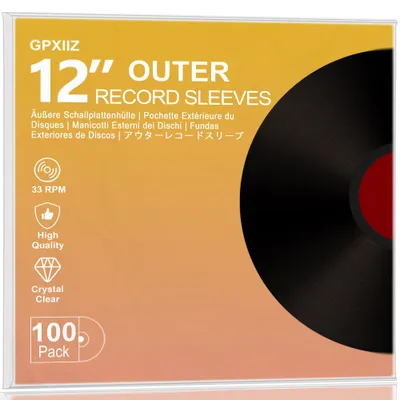Obrázek produktu pro Vnější obaly pro vinylové LP desky, 12 palců, 100 kusů, průhledné