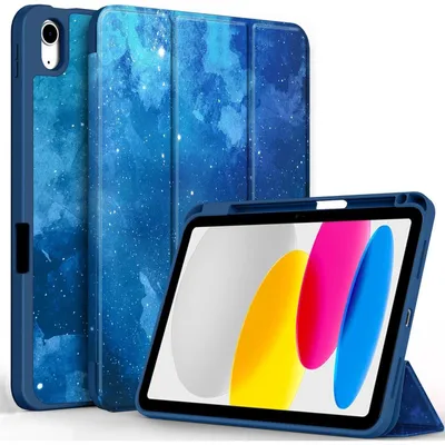 Zdjęcie produktu dla Etui ochronne do iPada 10. generacji, 10,9 cala, z uchwytem na rysik - niebieskie, z motywem gwiazd