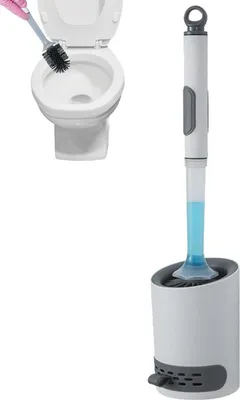 Produktbild von WC Bürste Mit Toilettenreinigungsflüssigkeitsrohr,Langer Stiel Toilettenbürste und Schnell Trocknendem Haltersatz