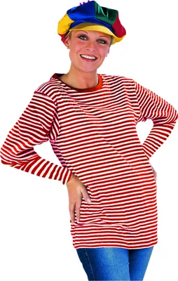 Produktbild von Ringelshirt, Langarmshirt Uni, rot-weiß, Größe: XL