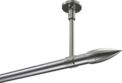 Produktbild von Interdeco Gardinenstange / Vorhangstange Chrom / Edelstahl-Optik, Typ Sonette Samanto (Rillenpatrone) ohne Ringe, Deckenmontage, 20 mm Ø 1-läufig, 440 cm