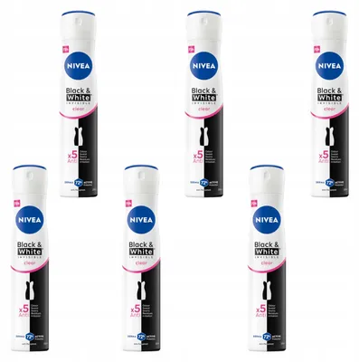 Obrázok produktu pre Antitranspiračný sprej NIVEA Black & White Invisible Clear, 72 hodín, 200 ml, balenie 6 kusov