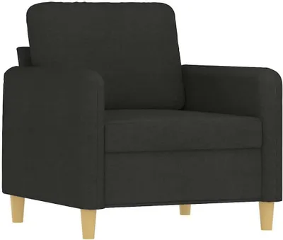 Produktbild von Bequemer schwarzer Sessel mit Metallgestell und strapazierfähigem Stoff, 60 cm, für das Wohnzimmer im modernen Design mit dicker Polsterung