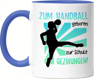 Produktbild von Zum Handball geboren Tasse Blau Schule gezwungen Handballer Verein Sohn Neffe Enkel