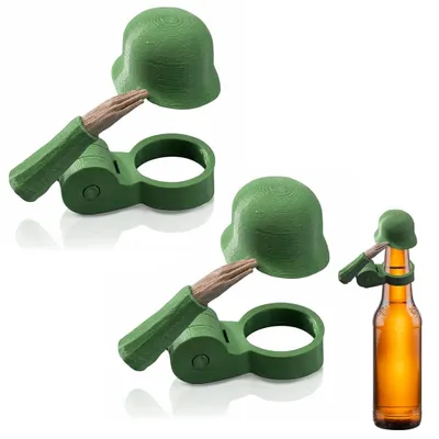 2er-Pack Bierflaschenverschlüsse Soldat Salut Helm (braun)