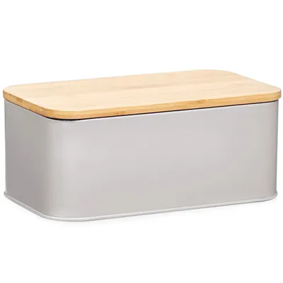 Zdjęcie produktu dla Metalowy chlebak z bambusową deską do krojenia, 2w1, ZELLER