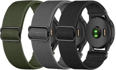 Obrázok produktu pre Allecto Premium – Sada 3 elastických nylonových remienkov pre inteligentné hodinky Garmin so šírkou 22 mm – Vhodné pre modely Garmin Venu 3, Venu 2, Vivoactive 4 – Flexibilný remienok pre modely Forerunner 265, Forerunner 255, 255 Music – pre mužov aj ženy.