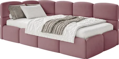 Obrázek produktu pro Selsey Cloudy – dětská postel 90×200, čelo vlevo, sametová růžová