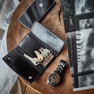 Produktbild von Schwarz Leder Schlüsseletui, elegantes Etui für Schlüssel Belveder BK71