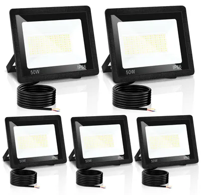 Immagine prodotto di Ikodm, faretto LED da esterno, 50W, grado di protezione IP66, con 3 temperature di colore: 3000K/4000K/6500K, confezione da 5 pezzi