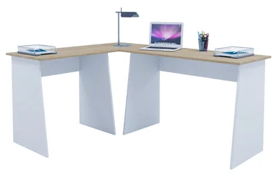 Produktbild von VCM Eck-Schreibtisch "Masola" | Schreibtisch, Computertisch, Farbe Weiß/Braun