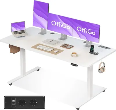 Image de Bureau électrique réglable en hauteur avec USB et fonction mémoire 160cm, Standing Desk Bureau à domicile
