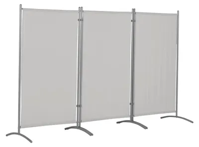 Produktbild von Leco Sonnenschutz/ Windschutz Stellwand 3-teilig mit Stahlrohrgestell lichtgrau