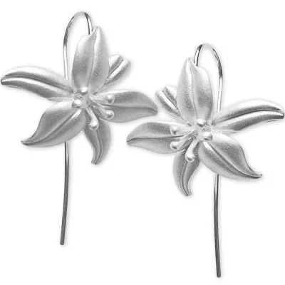 Produktbild von viva-adorno 1 Paar Damen Ohrringe Lilien Blüten 925 Sterling Silber Ohrhänger matt Z544