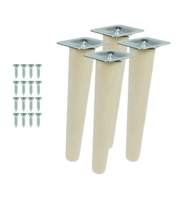 Produktbild von Schräge Buchenbein UNIQ 15 cm mit Montageplatte Rohbuche 4 Stück
