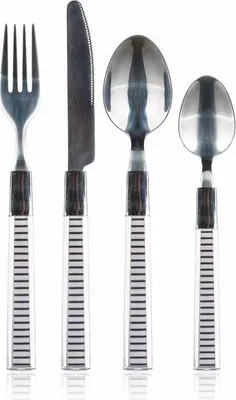 Produktbild von BANKETT-Set Edelstahlbesteck mit Kunststoffgriffen LINES, 24 St.