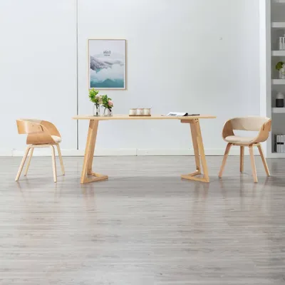Produktbild von The Living Store Esszimmerstühle 2 Stk. Creme Bugholz und Kunstleder