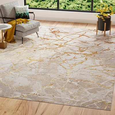 Produktbild von Koberec Obývacia izba Spálňa Krátky vlas Moderný škvrnitý béžový zlatý ÖKOTEX 200 x 300 cm