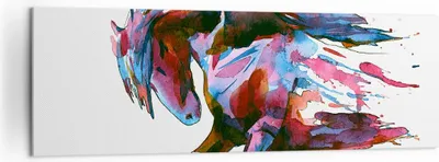 Produktbild von Bild auf Leinwand - Leinwandbild - Pferd Eleganz wild Tier - 160x50cm - Wand Bild - Wanddeko - Leinwanddruck - Bilder - Kunstdruck - Wanddekoration - Leinwand bilder - Wandkunst - AB160x50-3010