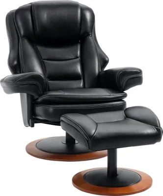 Produktbild von Relaxsessel mit Ottomane, Liegesessel, 360° drehbar, verstellbare Rückenlehen, Schwarz + Braun
