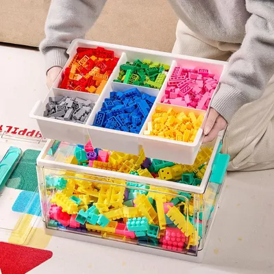 Produktbild von Faltbare Aufbewahrungsbox, Medikamentenbox mit abnehmbarem, Bastel-Aufbewahrungsbox für Kunsthandwerk, Bastelmaterial, Sortierbox,Nähgarn, stiftebo