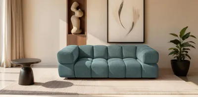 Zdjęcie produktu dla Sofa trzyosobowa, tkanina szenilowa Puente, Lazurowy, Averro