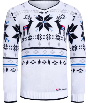 Produktbild von Nebulus Norweger Pullover BREEN Herren, warmer Pullover, schicker Pullover im Norweger-Style, P6410 - Herren, weiß, XL