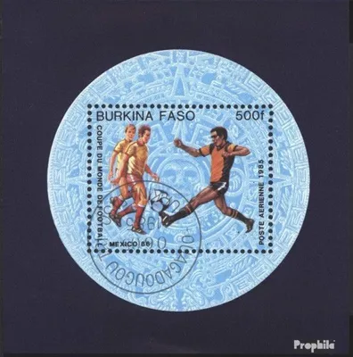 Produktbild von Briefmarken Burkina Faso 1985 Mi Block94 (kompl.Ausg.) gestempelt Fußballweltmeisterschaft 1986, Mexico