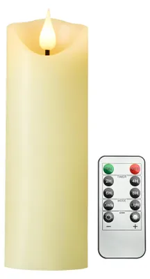 Obrázek produktu pro LED svíčka – Realistické, bezplamenné světlo – 7,5 x 7,5 x 12,5 cm – Slonovinová umělá lampa – Pro vnitřní použití – Bezplamenná svíčka