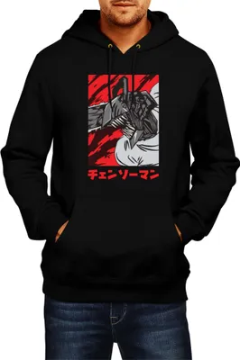 Zdjęcie produktu dla Męska Bluza Z Kapturem Manga Japan Anime Comics Animation Chainsaw Anime manga Man 13, Man M / Czarny