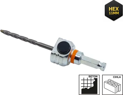 Produktbild von Mandrex MXqs Aufnahme 6-kant 11mm m. HM Zentr.bohrer L125mm für Beton, Stein, Fliesen