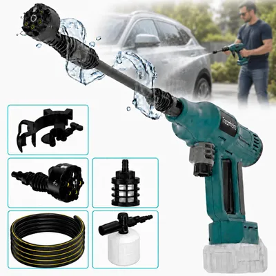 Produktbild von Tragbarer Akku Hochdruckreiniger 440W für Makita 18V Batterien mit Verlängerungsstange, 6-in-1 Multifunktionsdüse, zur Auto, Gärten, Terrasse