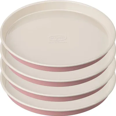 Produktbild von Dr. Oetker Retro Schichtkuchen-Backform, 4er Set, Schicht Kuchen, Back Form, Backzubehör, Stahlblech mit keramisch verstärkter Antihaft-Beschichtung, Pink / Creme, Ø 17 cm, 4654