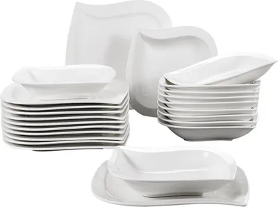 Produktbild von Bolt Edge Tafelservice – 12 Personen – 24-teilig – Porzellan – Weiß