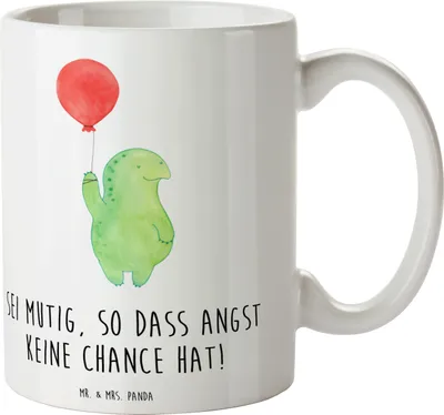 Produktbild von Mr. & Mrs. Panda Keramiktasse Angst überwinden - Weiß - Geschenk, Mutmacher, Liebe, Zuversicht, Teetasse, Kaffeetasse, Becher, Pott, Stärke, Vertrauem, Gefühle, Tasse