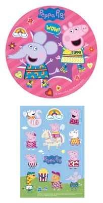 Produktbild von 2er Set Peppa Wutz Essbarer Tortenaufleger + Mini-Törtchenaufleger, Tortendeko Kindergeburtstag, Motiv:Peppa Pig Nr. 2