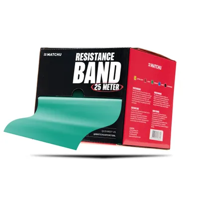 Produktbild von Matchu Sports Widerstandsband Rolle 25 Meter - Mittel Grün - Resistance Band Fitnessband Trainingsband