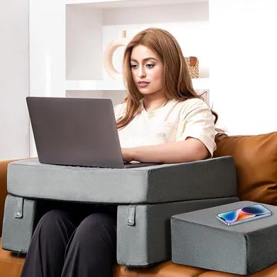 Obrázok produktu pre Ibenzoa® Ergonomická sedacia podložka s nastaviteľnou oporou – syntetická výplň, polyesterový poťah, polstrované okraje, ventilačná sieťovina, vhodná na pohovku a stoličku