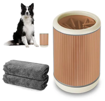 Produktbild von Pfotenreiniger für Hunde und Katzen, mit 2 Tüchern, Größe M, Orange