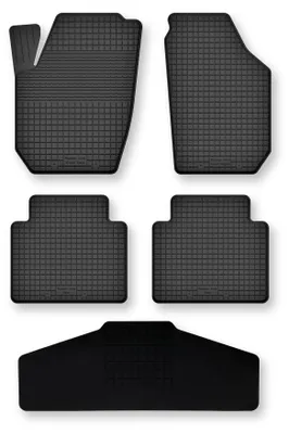 Image de Tapis de sol en caoutchouc + tunnel pour Honda Jazz II 2002-2008 (hayon) – 5 pièces, noirs, semi-universel, adapté
