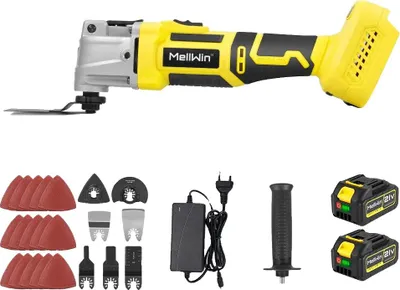Obrázok produktu pre Multifunkčné oscilačné náradie, bezkartáčový motor, variabilná rýchlosť, 2 batérie 15000 mAh