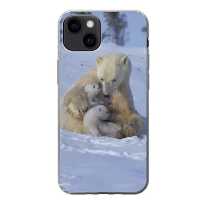 Produktbild von MuchoWow® Handyhülle Schutzhülle Hülle für iPhone 13 mini Eisbären - Schnee - Weiß Silikon Softcase Handy Hülle - Softcase