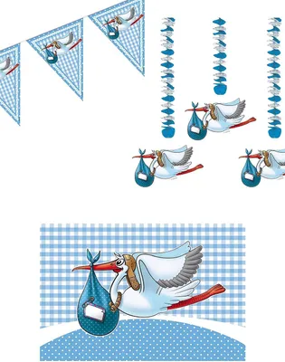 Produktbild von Baby Party Set Storch blau 5-teilig