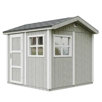 Image de Abri de jardin qualité premium 5,9 m² - H252x250x294 cm - Timbela M913-TUNDRA GREY