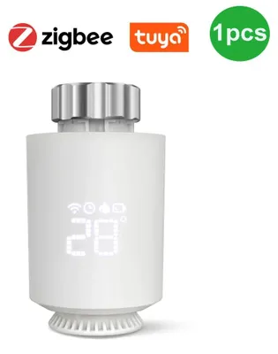 Obrázok produktu pre Tuya ZigBee termostatický ventil pre radiátory – inteligentný termostatický ventil – ovládanie cez aplikáciu – kompatibilný s Alexa a Google Home – 3,7V – 1 kus