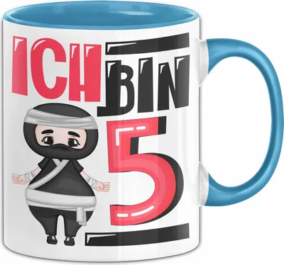Produktbild von 5. Geburtstag Geschenk Tasse BecherJungs Mädchen Geburtstagsgeschenk Ninja Ich Bin 5 (Blau)