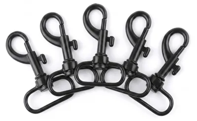 5 Bolzen-Karabiner Karabinerhaken Taschenkarabiner Größen Farbwahl - Gurtband Hundeleinen schwarz